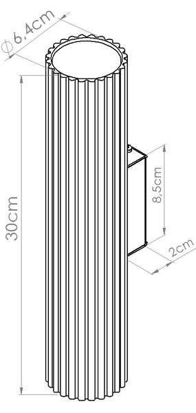 LED стенна лампа 4000K, Ivar, червен, 6.4x8.4x30 см