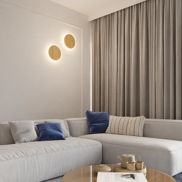 LED стенна лампа 3000K, Borgen, дъб, 30x30x3.5 см