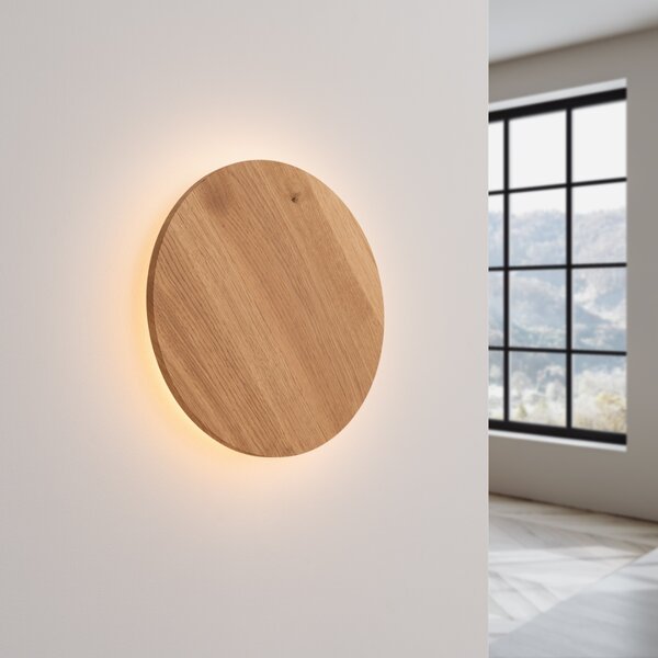 LED стенна лампа 3000K, Borgen, дъб, 30x30x3.5 см