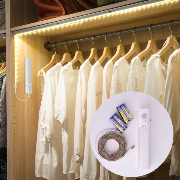 Aigostar - LED лента с димер и сензор 1м LED/2W/4xAAA 3000K IP65