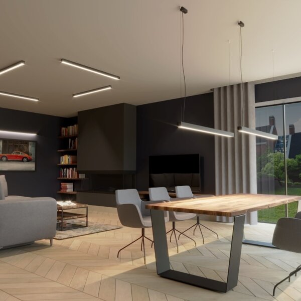 LED стенна лампа 4000K, Pinne, черен, 150x6x6 см