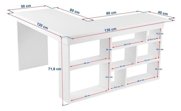 Работна маса от декор от орех 120x130 cm Vesper – Kalune Design
