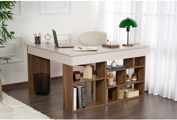 Работна маса от декор от орех 120x130 cm Vesper – Kalune Design