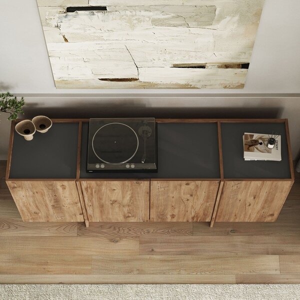 Скрин от декор от бор с отвор за кабели в естествен цвят 180x80x45 cm Dorma – Kalune Design