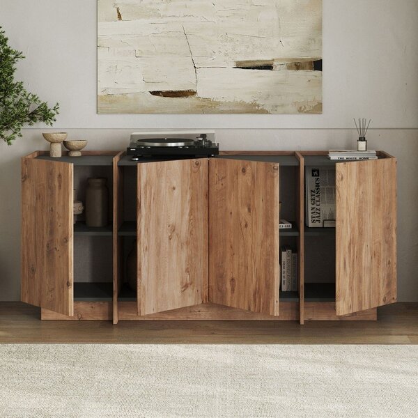 Скрин от декор от бор с отвор за кабели в естествен цвят 180x80x45 cm Dorma – Kalune Design