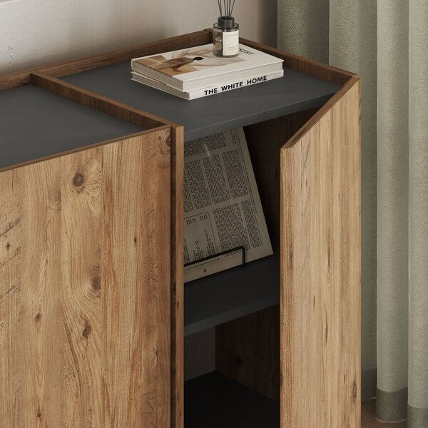 Скрин от декор от бор с отвор за кабели в естествен цвят 180x80x45 cm Dorma – Kalune Design