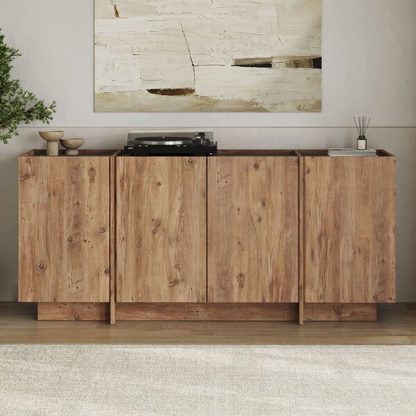 Скрин от декор от бор с отвор за кабели в естествен цвят 180x80x45 cm Dorma – Kalune Design