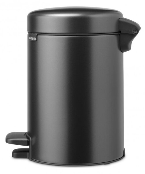 Кош за боклук с педал Brabantia NewIcon 1008834, 3 л, Плавно затваряне, Противоплъзгаща основа, Тъмносив