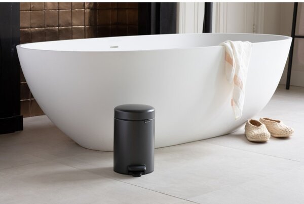 Кош за боклук с педал Brabantia NewIcon 1008834, 3 л, Плавно затваряне, Противоплъзгаща основа, Тъмносив