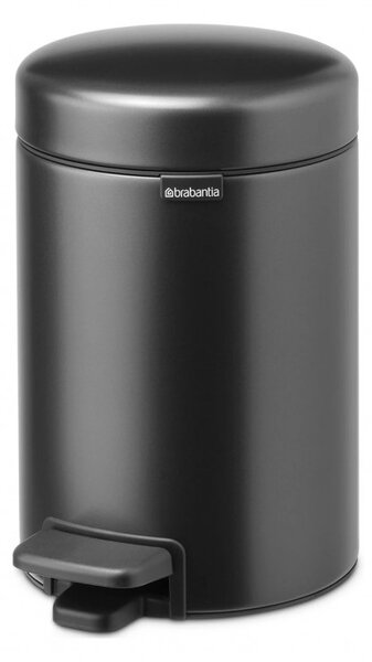 Кош за боклук с педал Brabantia NewIcon 1008834, 3 л, Плавно затваряне, Противоплъзгаща основа, Тъмносив