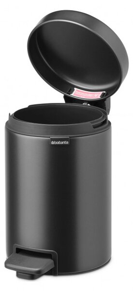Кош за боклук с педал Brabantia NewIcon 1008834, 3 л, Плавно затваряне, Противоплъзгаща основа, Тъмносив