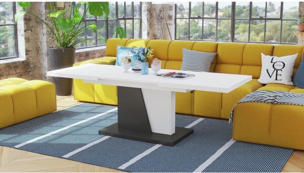 ГРАНД НОИР Бял мат/Антрацит - МОДЕРНА РАЗТЕГАТЕЛНА МАСА С ПОВДИГАЩ МЕХАНИЗЪМ