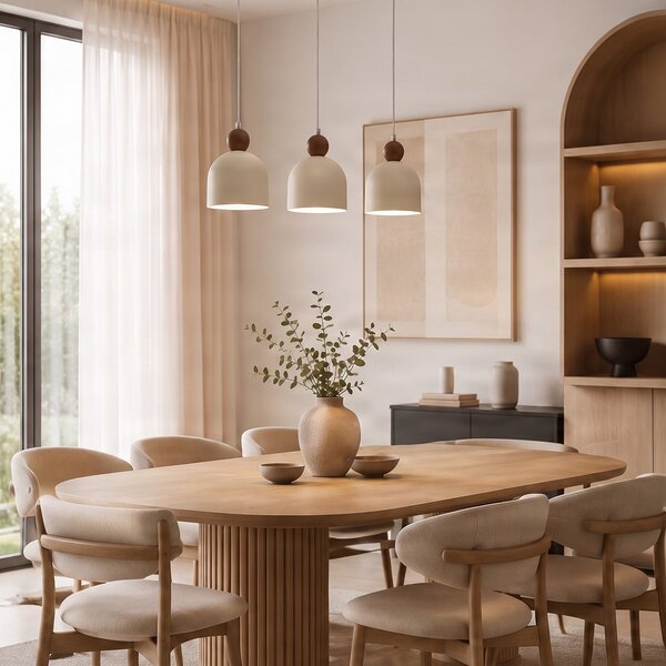 Milagro Lighting Висяща лампа „Timon“, цвят таупе/бежов, дължина 60 см, метал, с 3 крила., Затъмняване, Бежов, Дневна/трапезария, Метал, Модерен