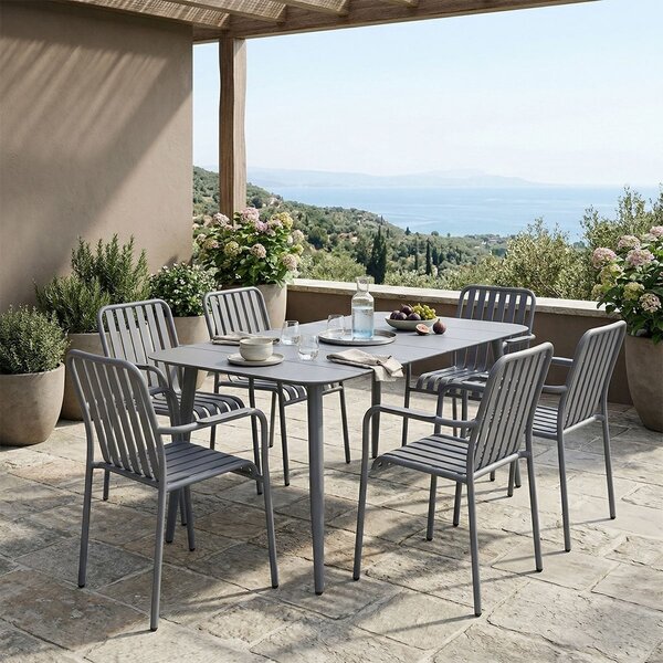 Set 7 bucati masa si scaune gradina, Heven Vista, Antracit, 80x150x72 cm
