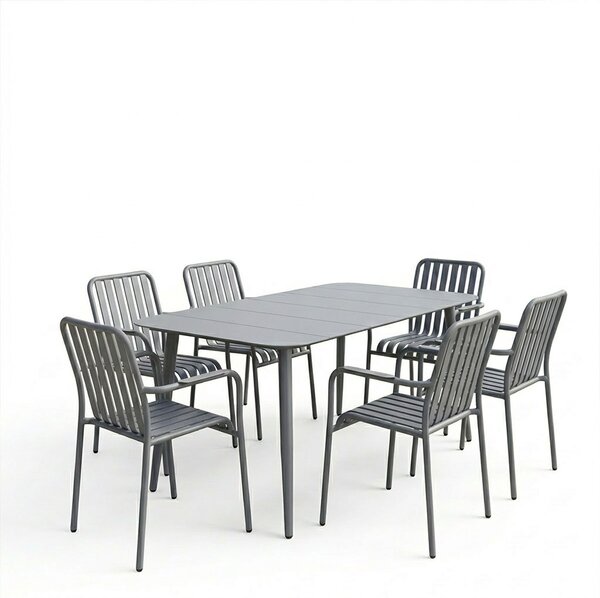 Set 7 bucati masa si scaune gradina, Heven Vista, Antracit, 80x150x72 cm