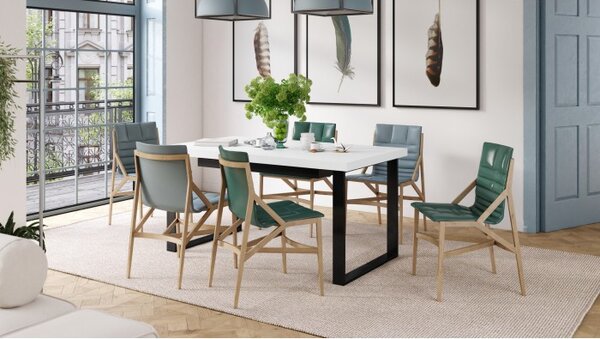 АВЕЛА Бял мат - ЛОФТОВА ХОЛНА/ТРАПЕЗНА МАСА РАЗТЕГАТЕЛНА ДО 310 cм!