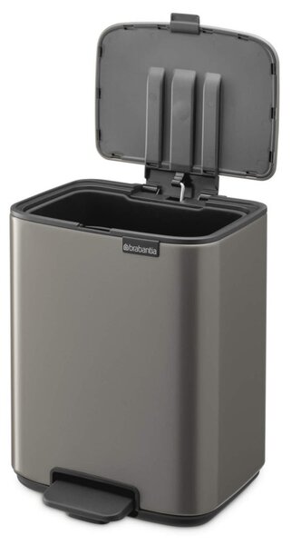 Кош за боклук Brabantia Bo Pedal 1010127, 7 л, Плавно затваряне, Гумирана основа, Тъмносив