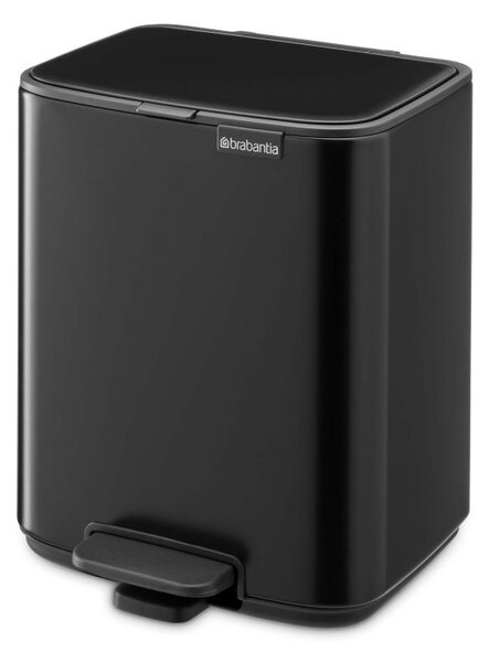 Кош за боклук Brabantia Bo Pedal 1010137, 7 л, Плавно затваряне, Гумирана основа, Черен мат