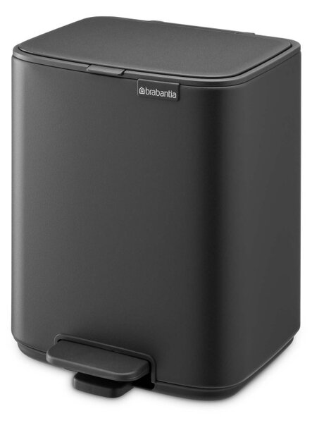 Кош за боклук Brabantia Bo Pedal 1010132, 7 л, Плавно затваряне, Гумирана основа, Минерално покритие, Тъмносив