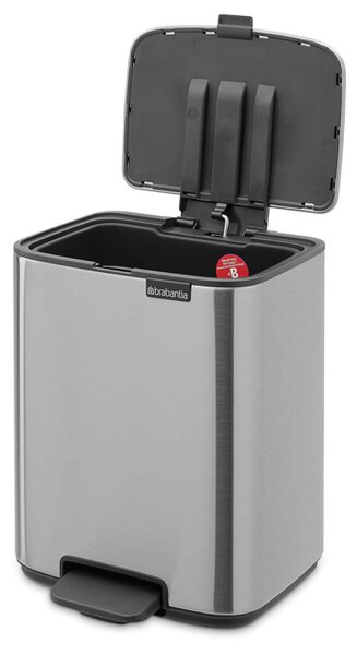 Кош за боклук Brabantia Bo Pedal 1010142, 7 л, Плавно затваряне, Гумирана основа, Устойчив на пръстови отпечатъци, Инокс