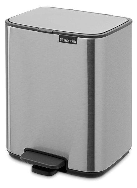 Кош за боклук Brabantia Bo Pedal 1010142, 7 л, Плавно затваряне, Гумирана основа, Устойчив на пръстови отпечатъци, Инокс