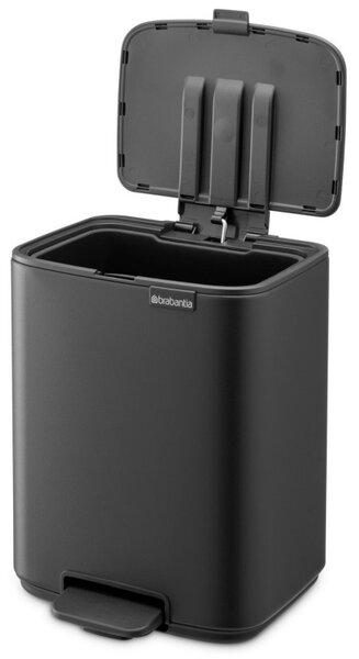 Кош за боклук Brabantia Bo Pedal 1010132, 7 л, Плавно затваряне, Гумирана основа, Минерално покритие, Тъмносив