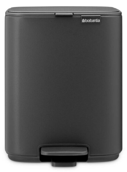 Кош за боклук Brabantia Bo Pedal 1010132, 7 л, Плавно затваряне, Гумирана основа, Минерално покритие, Тъмносив