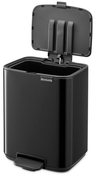 Кош за боклук Brabantia Bo Pedal 1010137, 7 л, Плавно затваряне, Гумирана основа, Черен мат