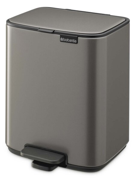 Кош за боклук Brabantia Bo Pedal 1010127, 7 л, Плавно затваряне, Гумирана основа, Тъмносив