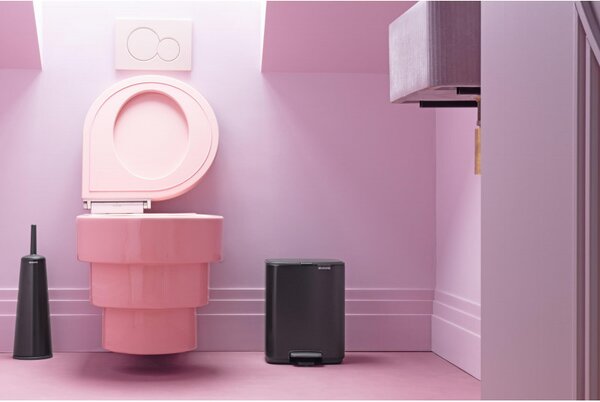 Кош за боклук Brabantia Bo Pedal 1010137, 7 л, Плавно затваряне, Гумирана основа, Черен мат