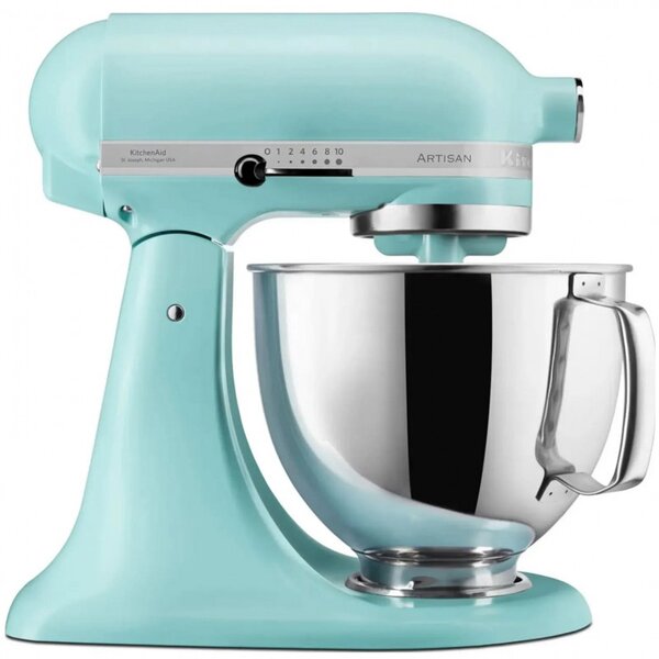Планетарен миксер KitchenAid Artisan Elegance 5KSM125EMI Mineral water, 300W, 4.8 л, Direct drive, 10 скорости, Тюркоаз