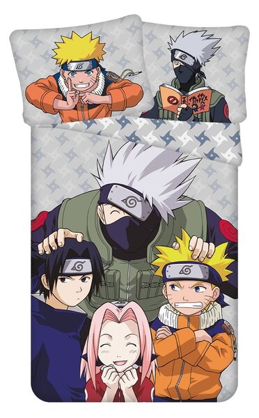 Единично памучно детско спално бельо 140x200 cm Naruto "Grey" – Jerry Fabrics