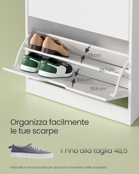 Pantofar White Vasagle 60x24x139 cm
