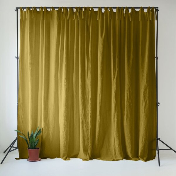 Ленено перде в цвят жълта охра 140x170 cm Moss Green – Linen Tales