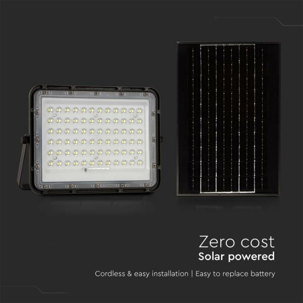 LED Екстериорен соларен прожектор LED/15W/3,2V IP65 6400K черен + д.у