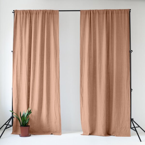Розово-кафяво ленено перде 140x250 cm Cafe Creme – Linen Tales