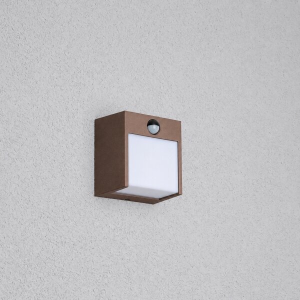 BRILAGI-LED Външно стенно осветително тяло TERNI с сензор, LED 12W, 230V, кафяво, IP44