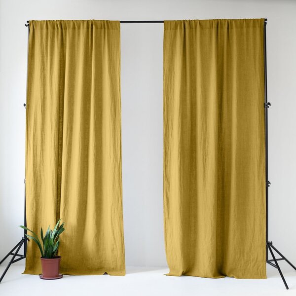 Жълто ленено перде 140x300 cm Lemon Curry – Linen Tales