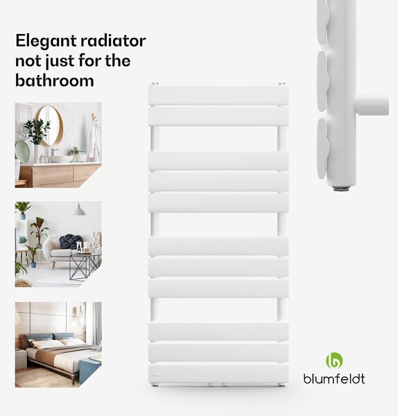 Blumfeldt Fairmont, 50 x 107, радиатор, 509 W, топла вода, 4 релси за кърпи, 1/2"