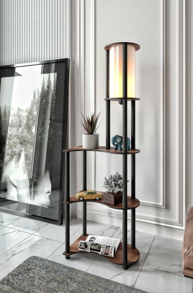 Подова лампа с рафтове 1xE27/40W/230V 140 см черен/кафяв