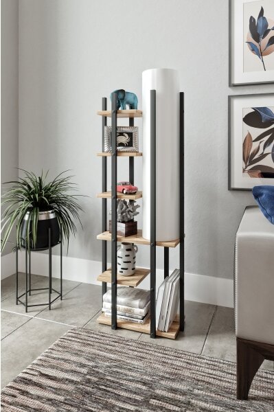 Подова лампа с рафтове MODA DOR 1xE27/40W/230V черен/кафяв