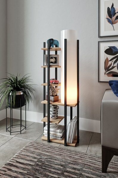 Подова лампа с рафтове MODA DOR 1xE27/40W/230V черен/кафяв