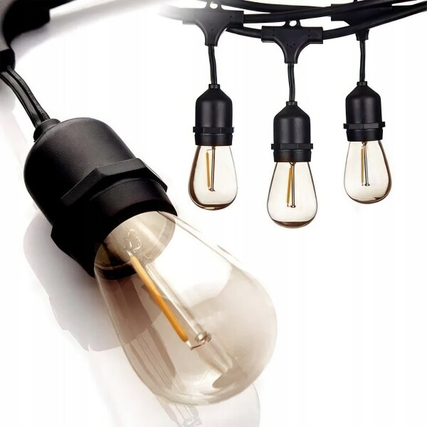 LED външен декоративен гирлянд 10xE27/1W/230V 6,44 m IP44 черен