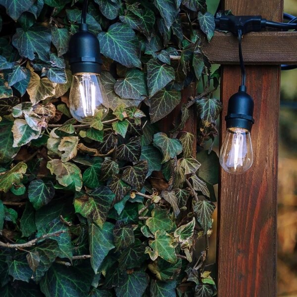 LED външен декоративен гирлянд 10xE27/1W/230V 6,44 m IP44 черен