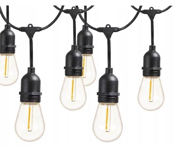 LED външен декоративен гирлянд 10xE27/1W/230V 6,44 m IP44 черен