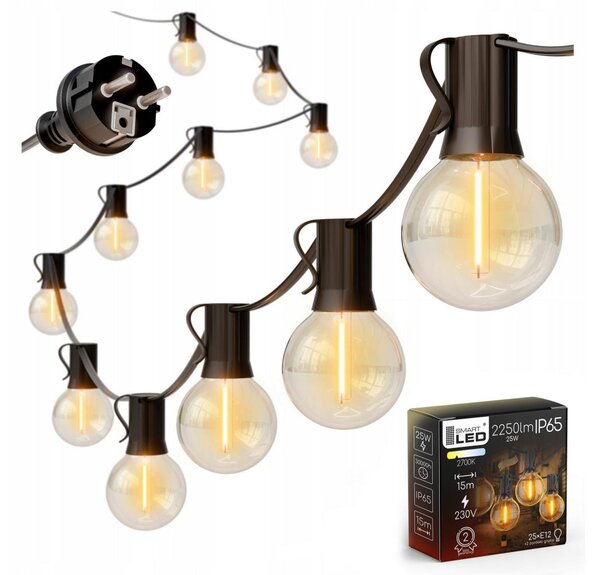 LED външен декоративен гирлянд 25xE12/1W/230V 17,5 m IP65 черен