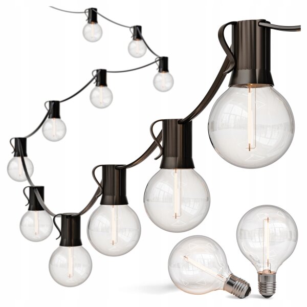LED гирлянд за външна употреба с възможност за димиране 25xE12/1W/24/230V 17,5 m IP65 черен + дистанционно управление