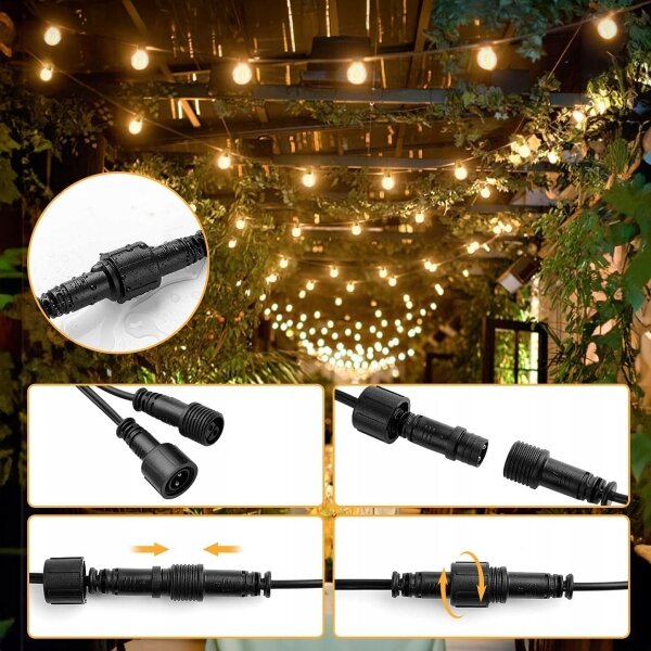 LED външен декоративен гирлянд 25xE12/1W/230V 17,5 m IP65 черен