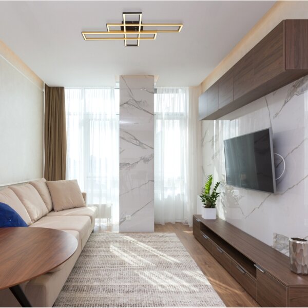 Globo 67208-40G -LED Плафониера DAKARI 40W/230V 3000K 60x80 см черен/златист