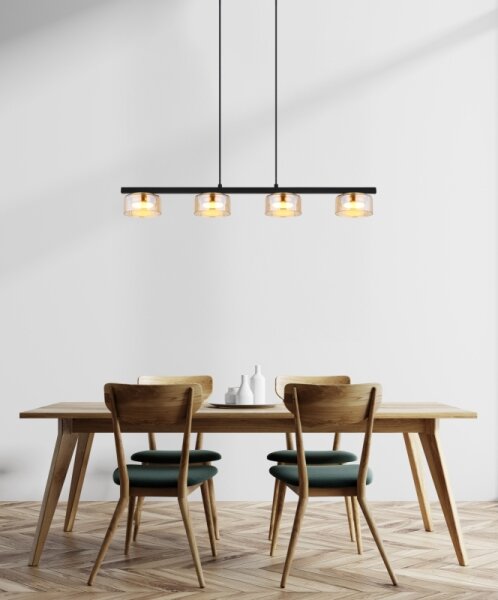 Globo 16055-4HG - LED Пендел HIGGINS 4xGX53/6W/230V опушен/кафяв